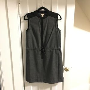 J. Crew Wool Blend Gray and Black Tie-Waist Sleeveless Dress (Fits Size S) EUC